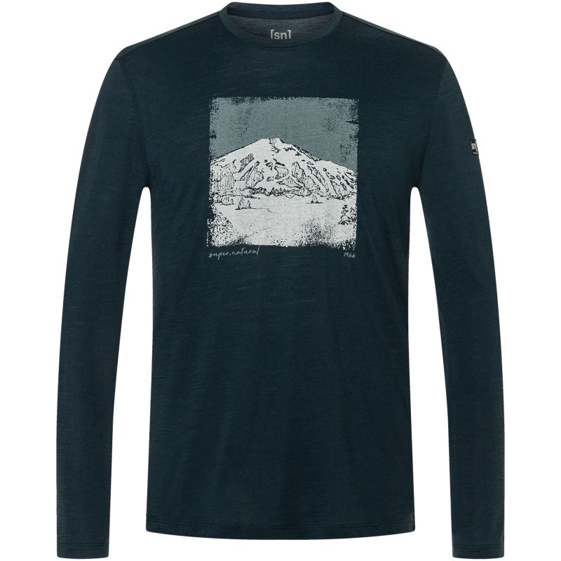 Men’s SUPER.NATURAL M LITHOGRAPHY MOUNTAIN LS Long-Sleeve Top, navy