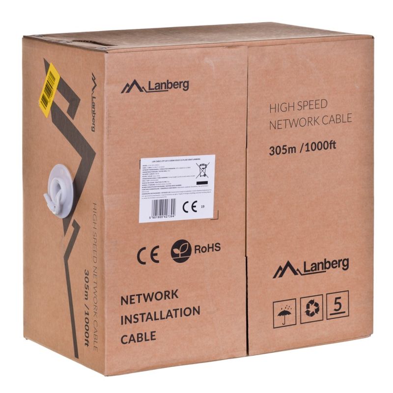 Lanberg LCU6-12CU-0305-S network cable (UTP; 305m; cat. 6; gray) Kable, gniazda i wtyki/Kable sieciowe Your Sports Performance