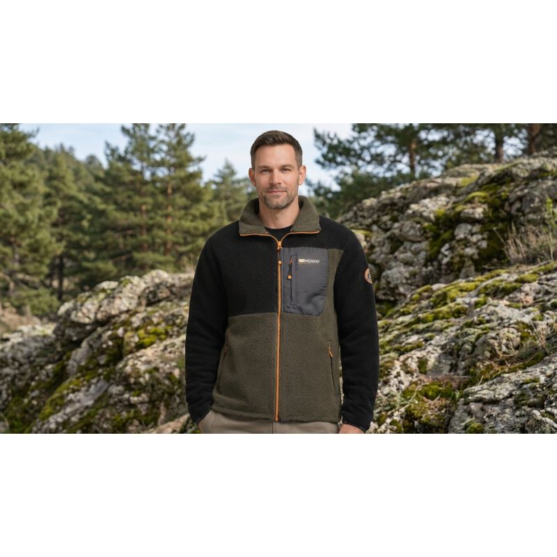 Men’s Fleece Jacket Geographical Norway TARLEY BLACK DB MEN 0124 (WZ8068H/GN-BLACK)
