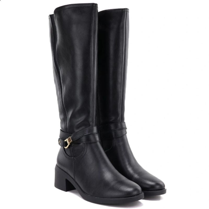 Women's leather boots with heels, insulated, black, Sergio Leone KZ-13-S