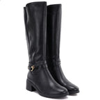 Women's leather boots with heels, insulated, black, Sergio Leone KZ-13-S