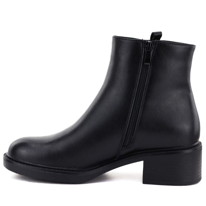 Black Sergio Leone women's leather block ankle boots