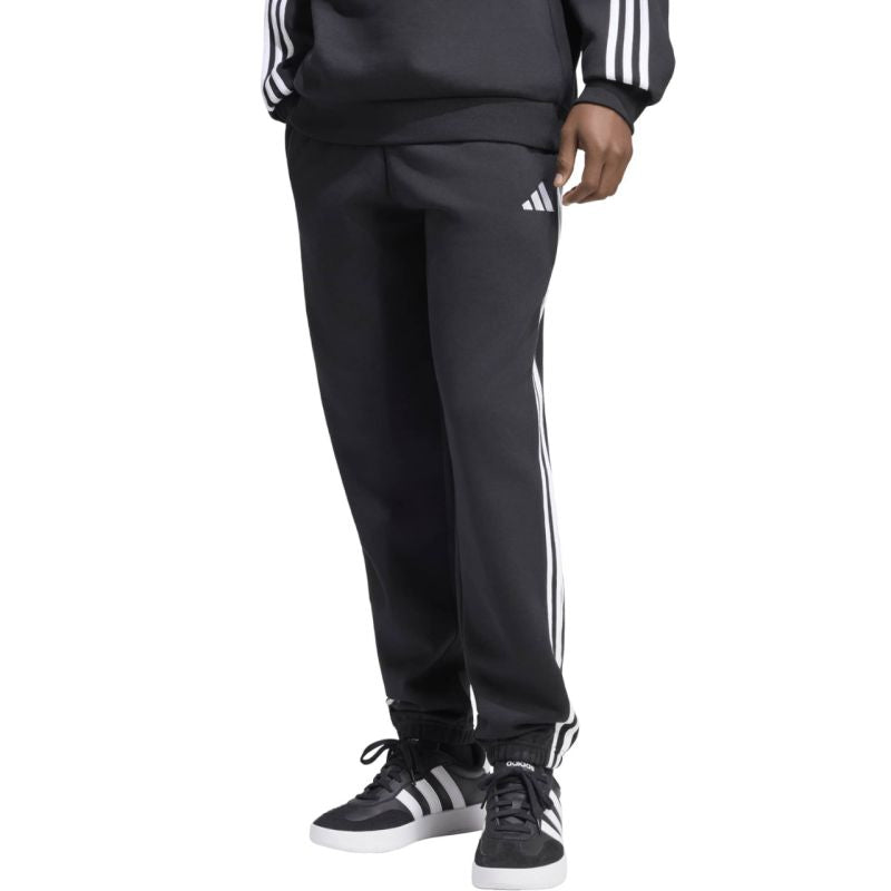 Men's adidas Essentials 3-Stripes Fleece Tapered Cuffed Pants Black KY6526