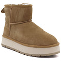 Women's leather ankle boots with platform, beige Big Star UU274692