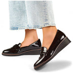 Women's patent leather wedge shoes, black 24-58266B Footwear Your Sports Performance