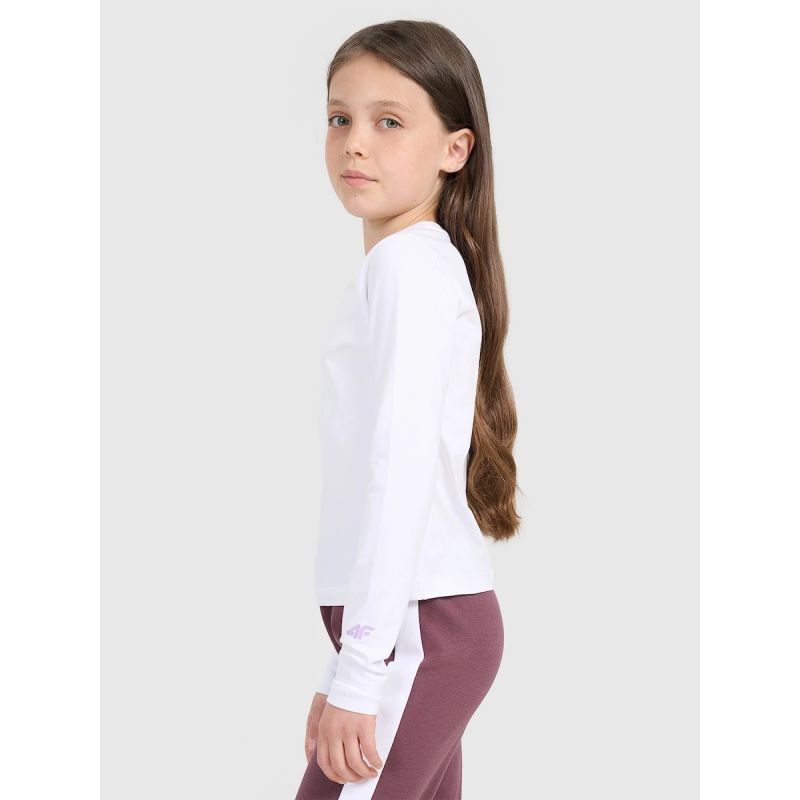 Girls' plain slim-fit long-sleeve top 4F 4FJRAW25TLONF603-10S