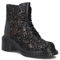 Women's leather ankle boots with a floral pattern, black Filippo DBT8072/26