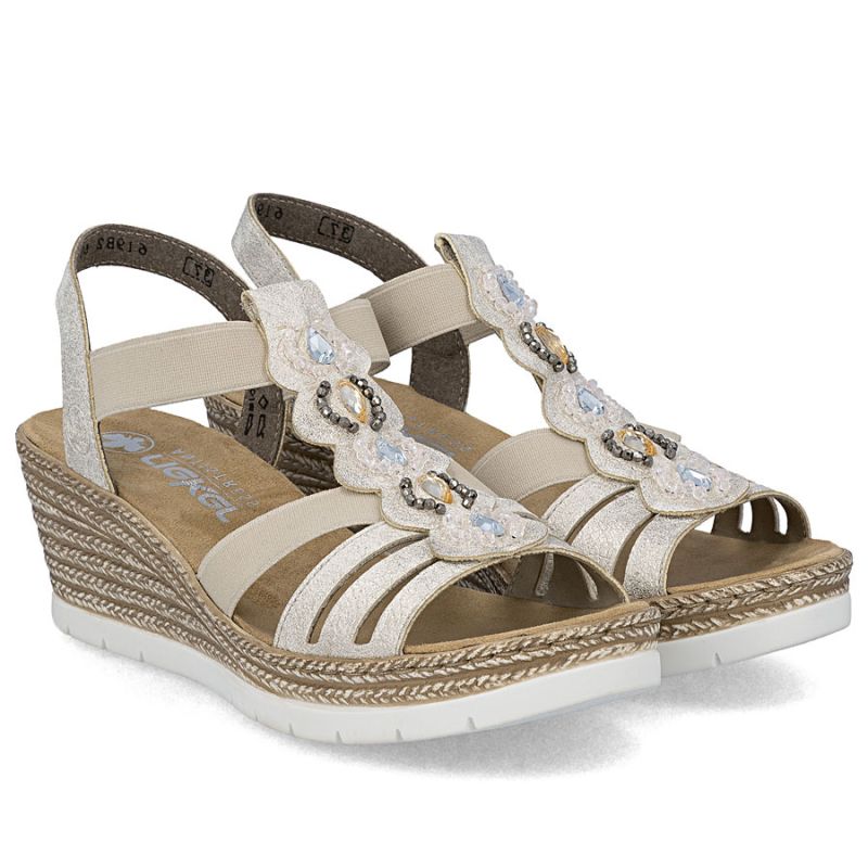 Women's comfortable beige espadrille sandals Rieker 619B2-60 Rieker