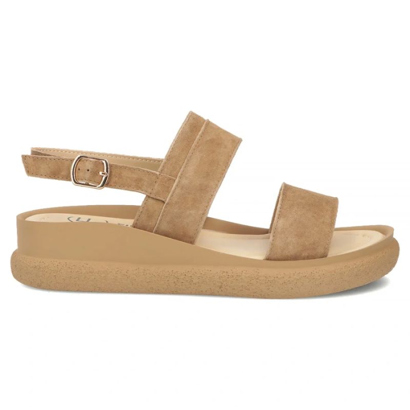 Women's leather wedge sandals camel Filippo DS7746
