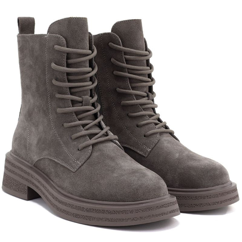 Women's leather ankle boots, khaki suede, Sergio Leone TR-02