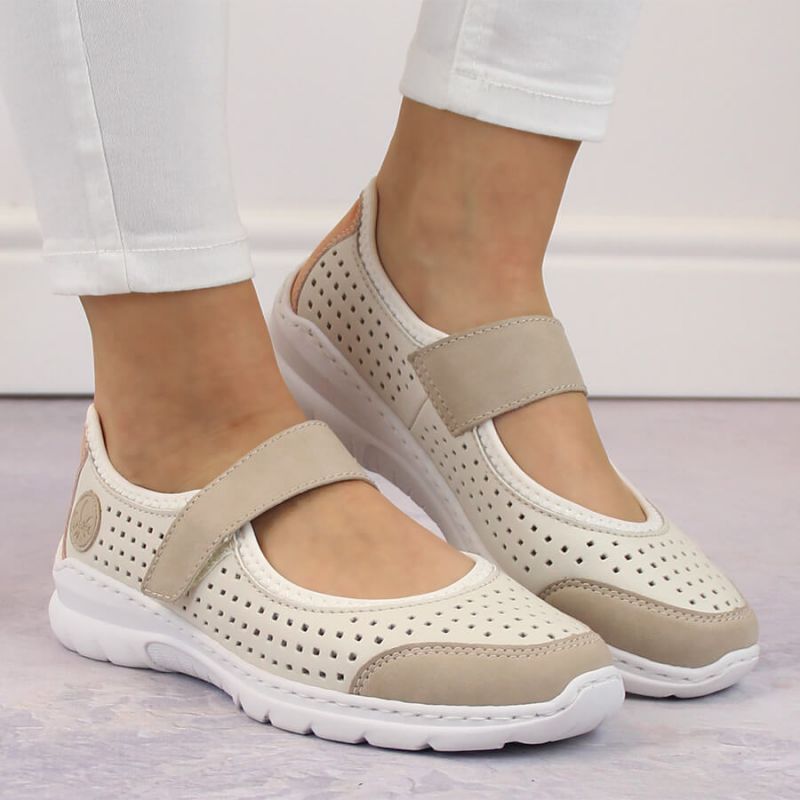 Comfortable Rieker W RKR575A openwork shoes, beige Footwear/Lifestyle/Rieker Your Sports Performance