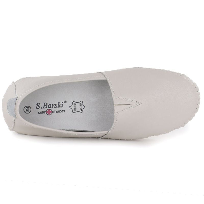 Women's beige leather slip-on shoes S.Barski LR61-7051 To be categorized Your Sports Performance