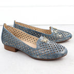 Women's openwork low-heeled shoes, blue M.Daszyński SA222-3 Footwear Your Sports Performance