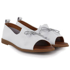 Women's leather open-toe shoes, white, Cambell 19388 Cambell