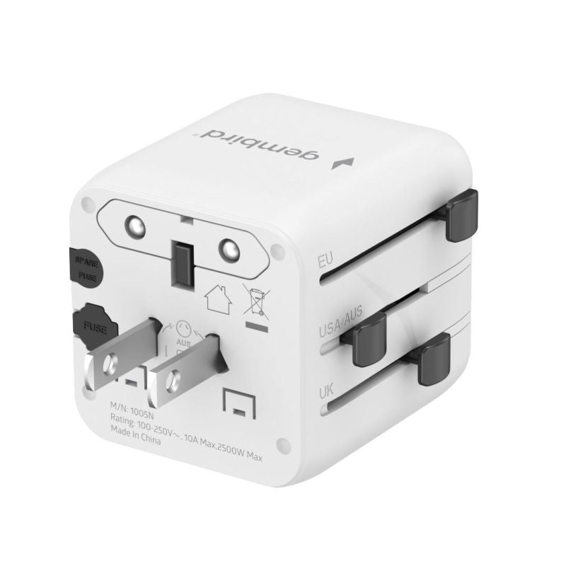 GEMBIRD UNIVERSAL TRAVEL ADAPTER WHITE Kable i adaptery/Adaptery, przejściówki Your Sports Performance