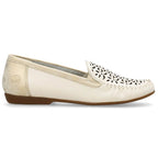 Rieker W RKR658 comfortable leather openwork shoes, beige