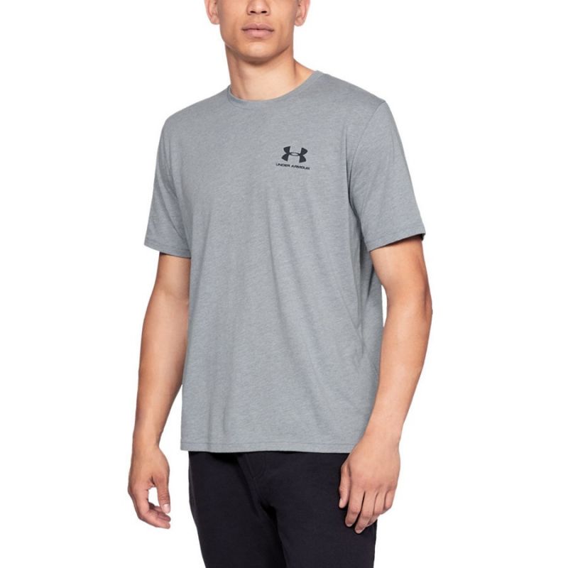 T-shirt UA Sportstyle Left Chest SS M 1326799 - gray Clothing/Running Your Sports Performance