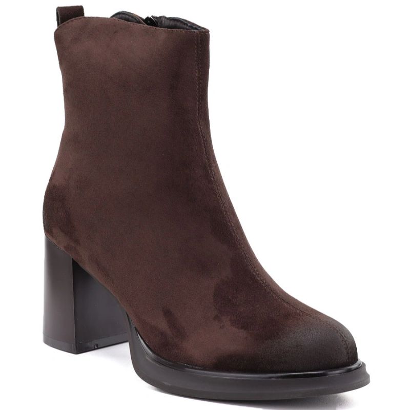 Women’s Chocolate Brown Heeled Platform Ankle Boots Potocki SZ12844
