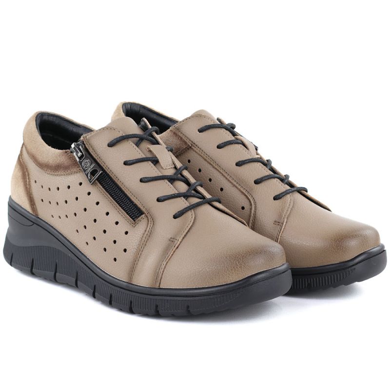 Women's leather openwork wedge shoes, beige, Vinceza 39977 To be categorized Your Sports Performance