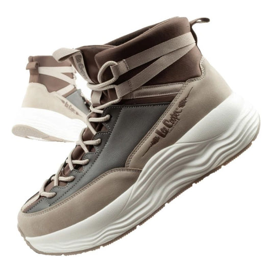 Lee Cooper women's sports sneakers, fashionable, comfortable, over-the-ankle, beige In preparation Your Sports Performance