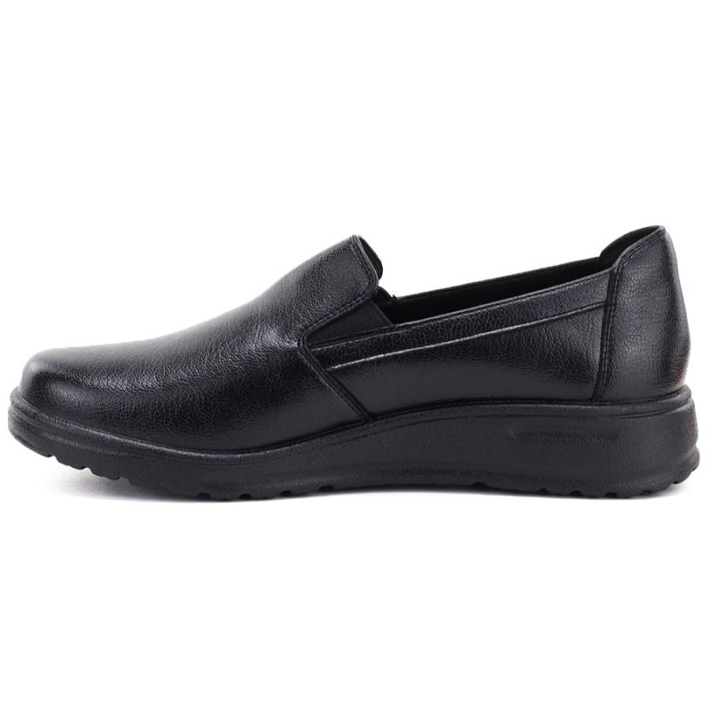 Women's leather slip-on wedge shoes, black, Potocki JE19505