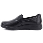 Women's leather slip-on wedge shoes, black, Potocki JE19505