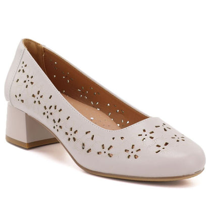Women's openwork gray Sergio Leone SK180 block heel pumps LEONE