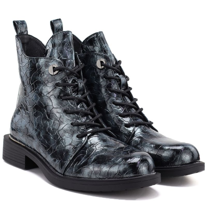 Women's patent leather ankle boots, gray, S.Barski HY62-8140