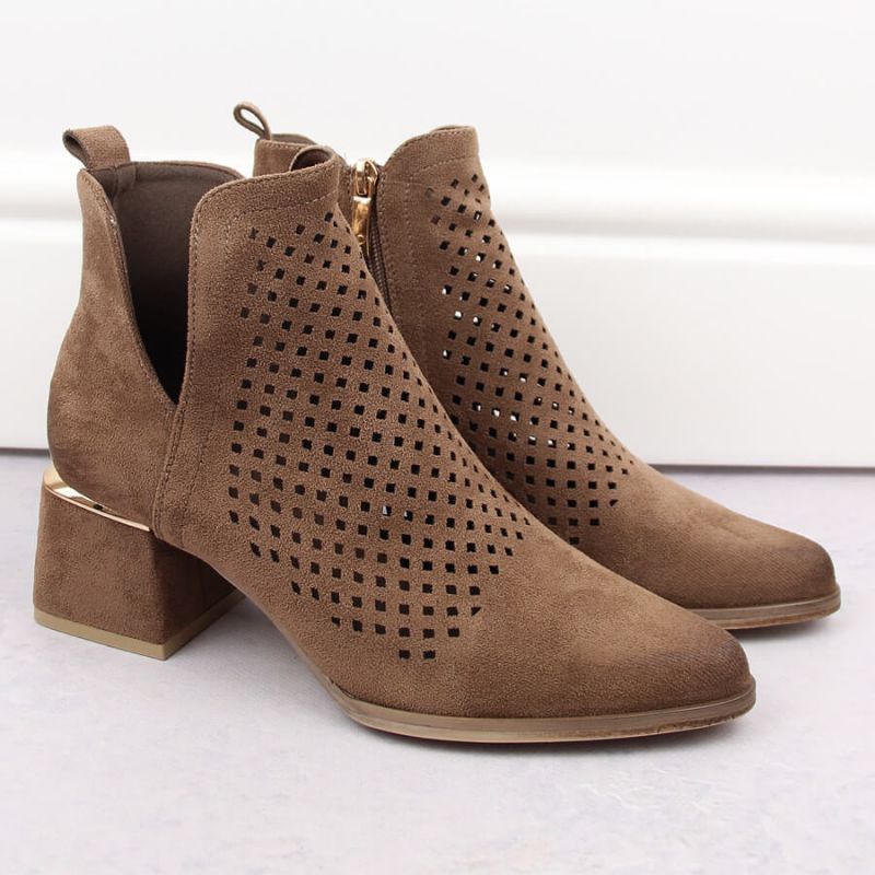 Suede high-heeled ankle boots Potocki W WOL213B brown Footwear/Lifestyle/Potocki Your Sports Performance