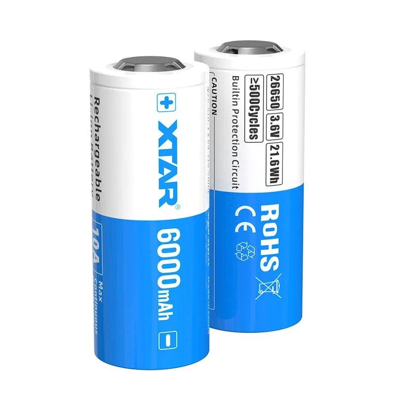 XTAR BATTERY 26650 3.6V LI-ION 6000 MAH WITH PROTECTION 26650-6000 Baterie, akumulatorki i ładowarki/Akumulatorki Your Sports Performance