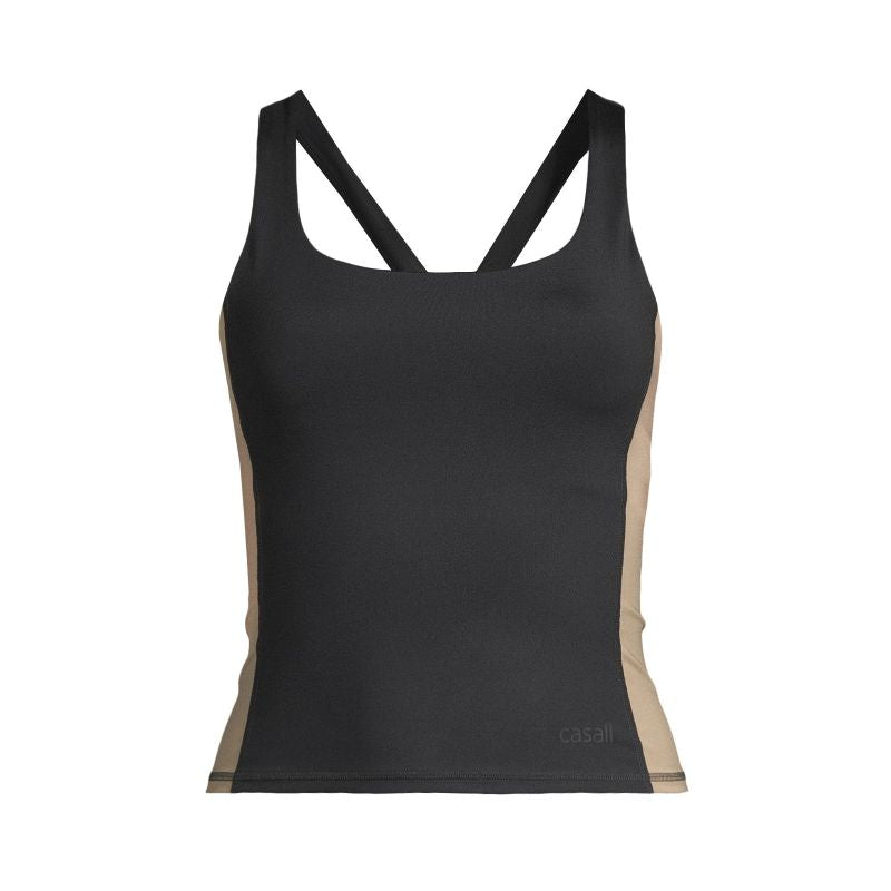 CASALL Women's Shaped Block Built in Bra Tank Black