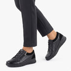 Women's leather openwork wedge shoes, black Vinceza 39977 To be categorized Your Sports Performance