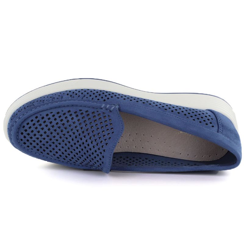 Women's openwork platform shoes blue Sergio Leone MK097H Sergio Leone