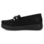 Women's leather platform loafers, black, Filippo DP7652 Filippo