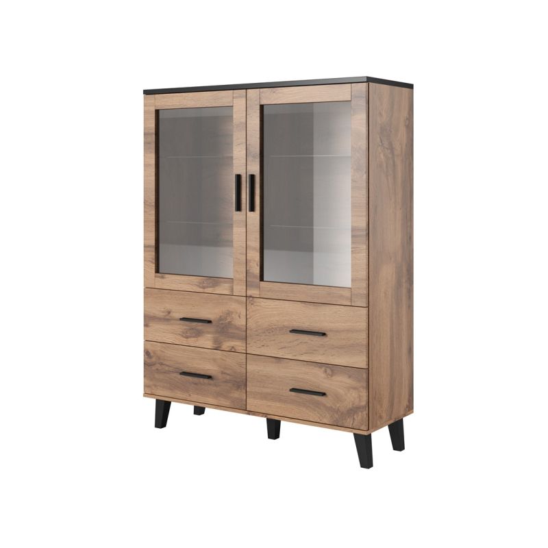 LOTTA 120 2D4S display cabinet wotan + matt black Bufety i witryny/Bufety i witryny na drewnianej podstawie Your Sports Performance