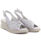 Women's leather wedge sandals gray Vinceza 26-79614 Vinceza