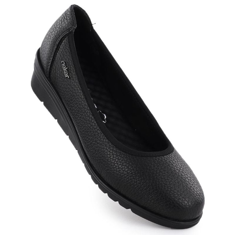 Rieker L5360-00 Women's Black Leather Slip-On Shoes Footwear Your Sports Performance