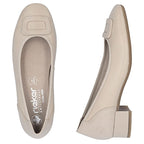 Women's leather pumps with low heels, beige, Rieker 43453-62 To be categorized Your Sports Performance