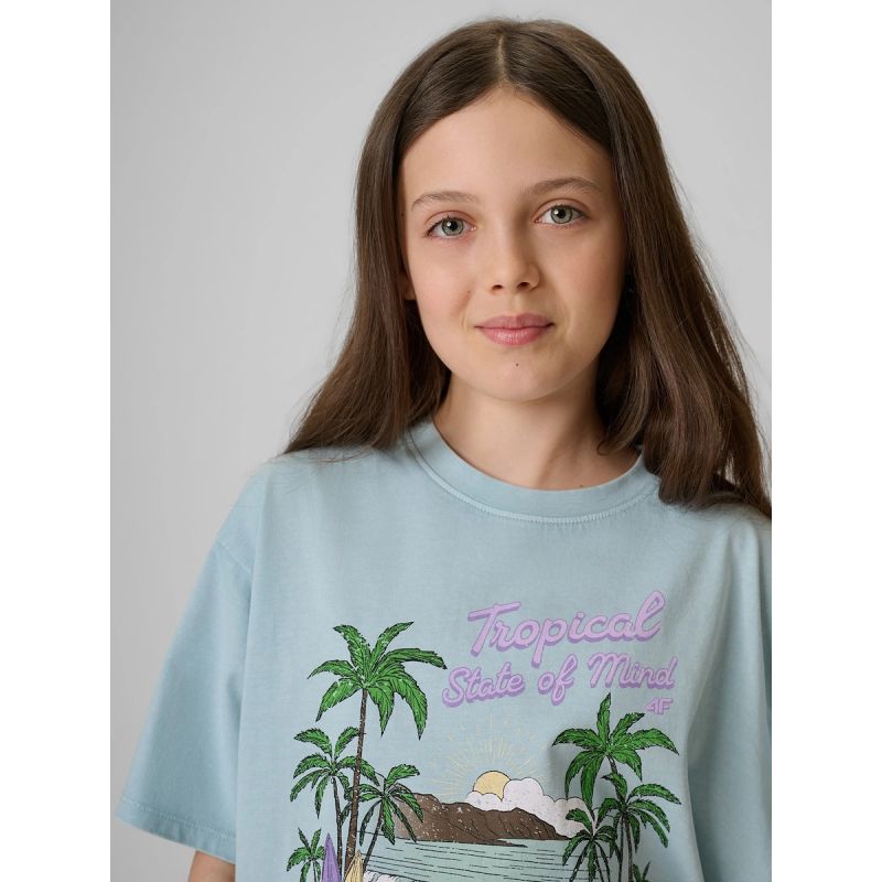 Girls' cotton T-shirt 4F 4FJRSS26TTSHF3981-33S