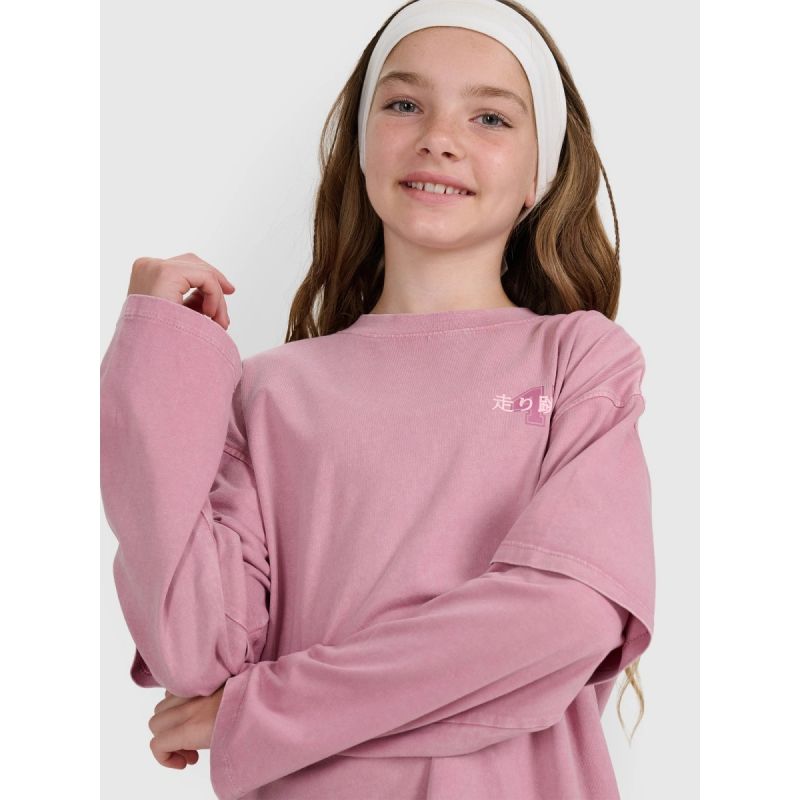 Oversized longsleeve with print for girls 4F 4FJRAW25TLONF543-54S 4f