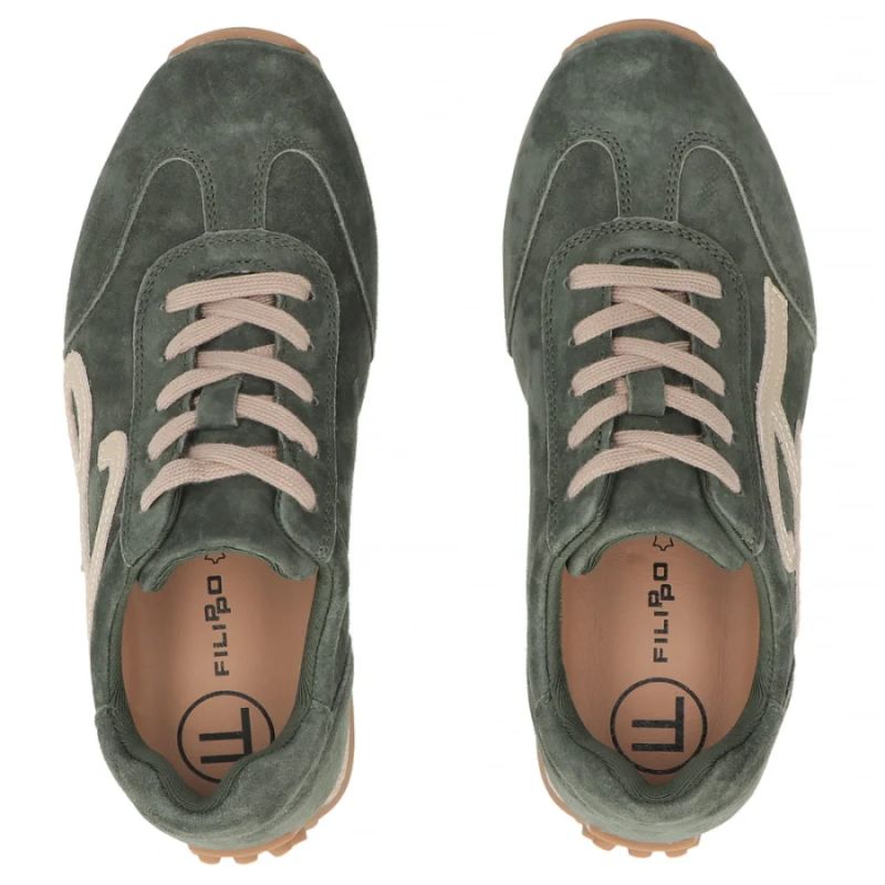 Women's leather shoes, suede sneakers, green Filippo DP7961