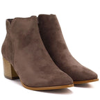 Women’s brown suede heeled ankle boots M.Daszyński MR2624-1