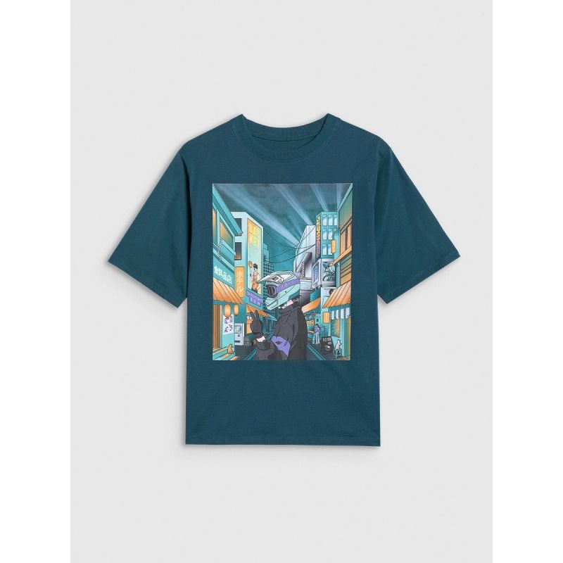 Boy's oversize printed T-shirt 4F 4FJRAW25TTSHM3061-46S *Kategoria tymczasowa Your Sports Performance