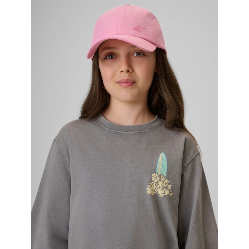 Loose T-shirt with print for girls 4F 4FJRSS26TTSHF3980-25S