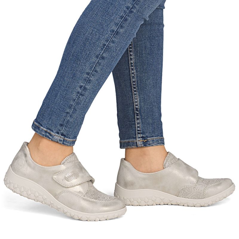 Rieker 59552-62 comfortable women's shoes with Velcro, beige and gold To be categorized Your Sports Performance