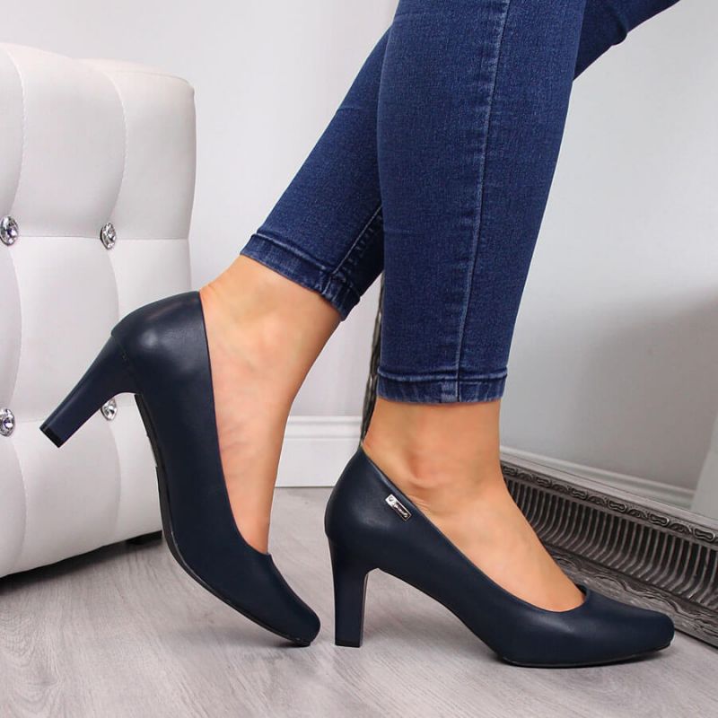 Sergio Leone navy blue block heel pumps Footwear Your Sports Performance