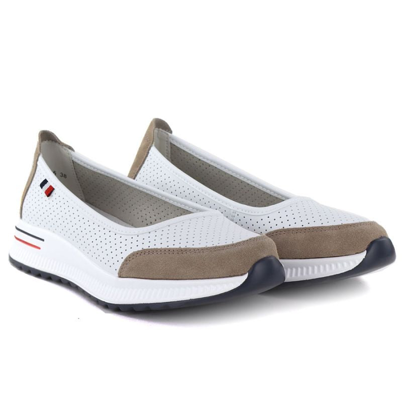 Leather ballet flats with a thick sole, openwork, white Jezzi 7815 To be categorized Your Sports Performance