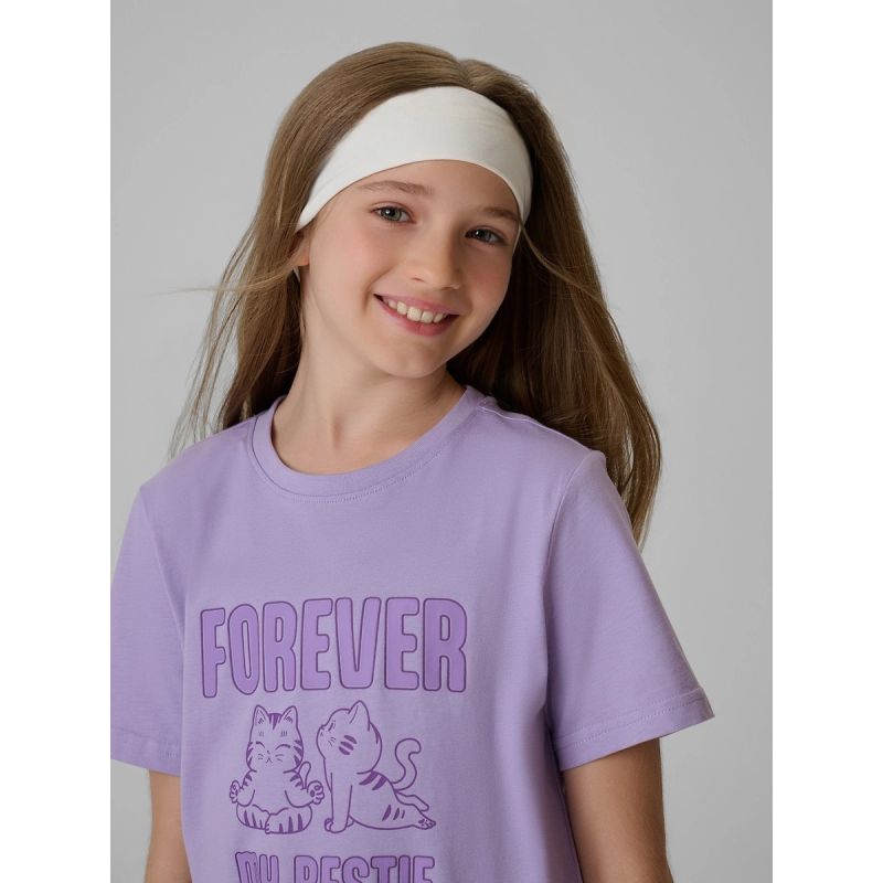 Girls' regular printed T-shirt 4F 4FJRAW26TTSHF4240-52S
