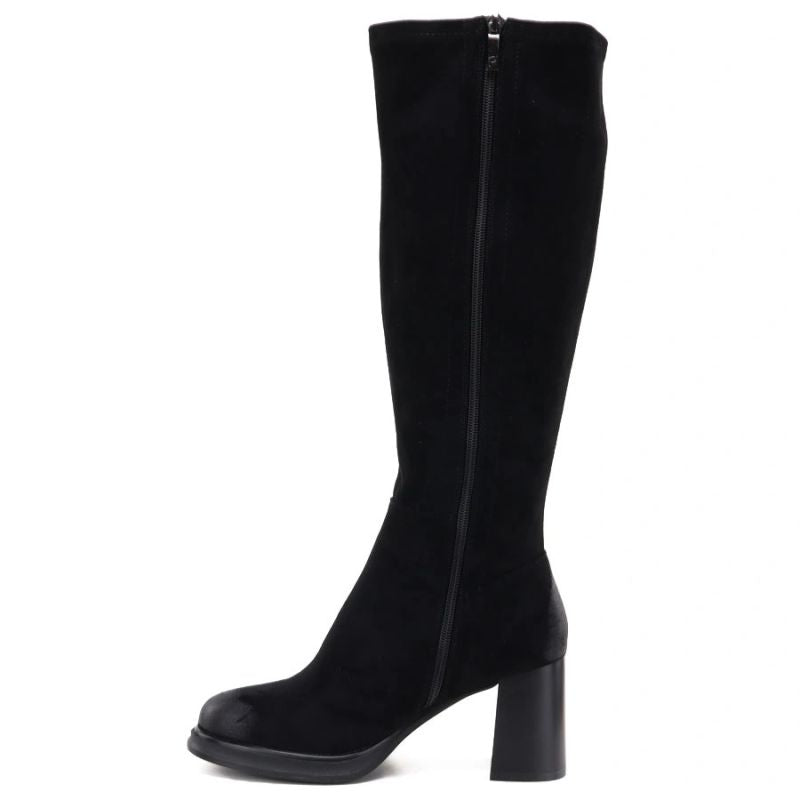 Women’s black faux suede heeled boots Potocki SZ12849