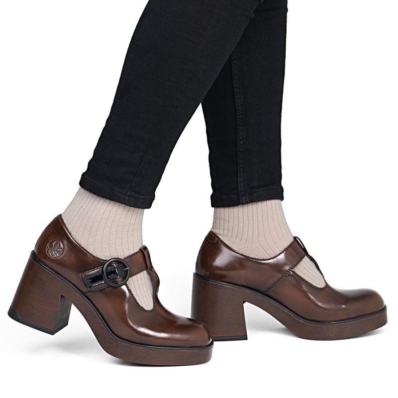 Women's brown high heel shoes Rieker 58053-25